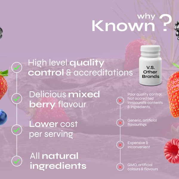 Known Nutrition Mixed Berry postpartum gummies 60 count (British brand)