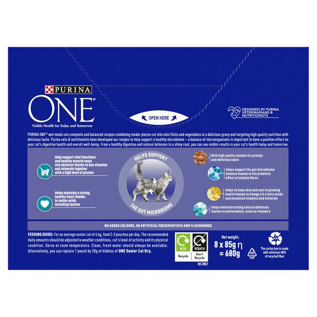 Purina One Senior 7+ Mini Fillets Salmon & Ocean Fish Wet Cat Food    8 x 85g GOODS M&S   