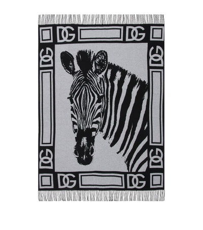 Harrods Dolce&Gabbana Casa Cashmere Zebra DG Throw Blanket 140cm x 180cm- Buy online at McGrocer