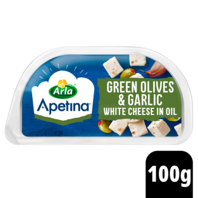 Apetina Green Olives Garlic Cheese Cubes 100g - British product