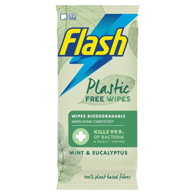 Flash Plastic Free Antibacterial Wipes 30ct   30 per pack