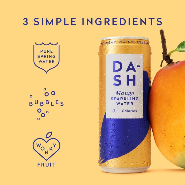 DASH Mango Infused Sparkling Water   4 x 330ml