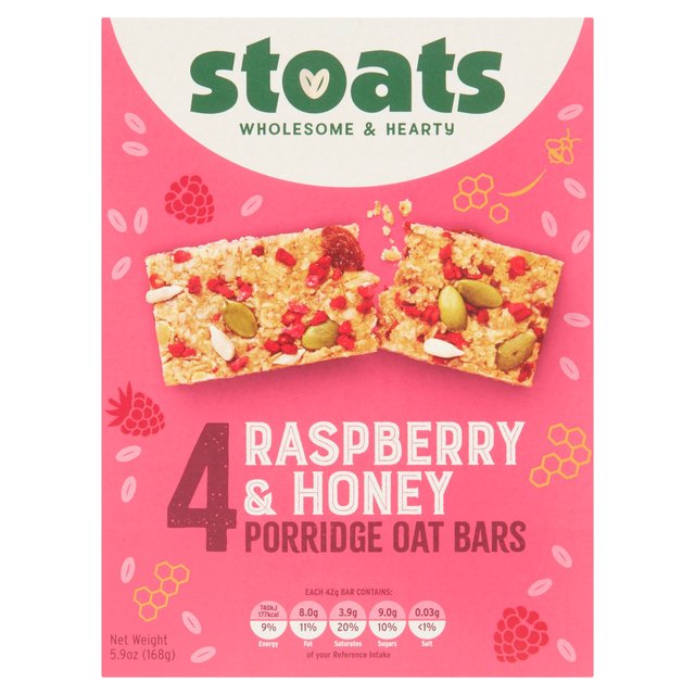 Stoats Raspberry & Honey Porridge Oat Bars    4 x 42g