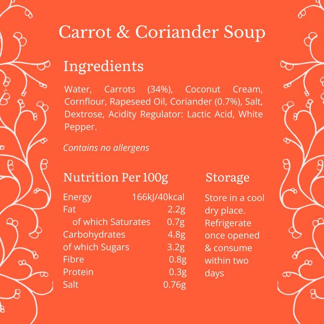 Bay's Kitchen Carrot & Coriander Soup   300g GOODS M&S   