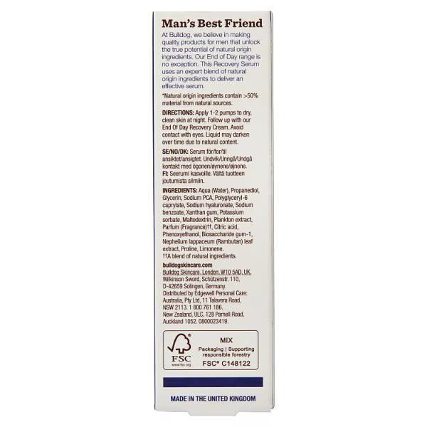Bulldog End of Day Recovery Serum 50ml - British product