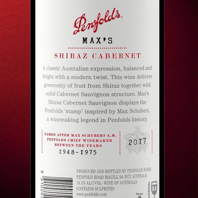 Penfolds Max's Shiraz Cabernet   75cl GOODS M&S   