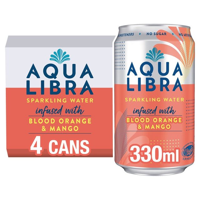 Aqua Libra Blood Orange & Mango Infused Sparkling Water   4 x 330ml GOODS M&S   