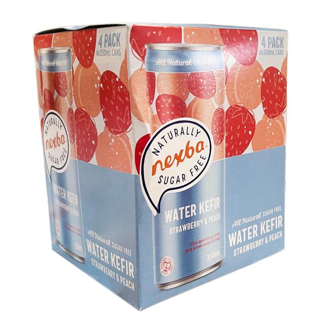 Nexba Strawberry & Peach Water Kefir Can (4x330 ML)   4 x 330ml