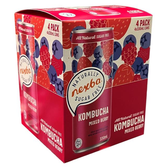 Nexba Mixed Berry Kombucha Can   4 x 330ml