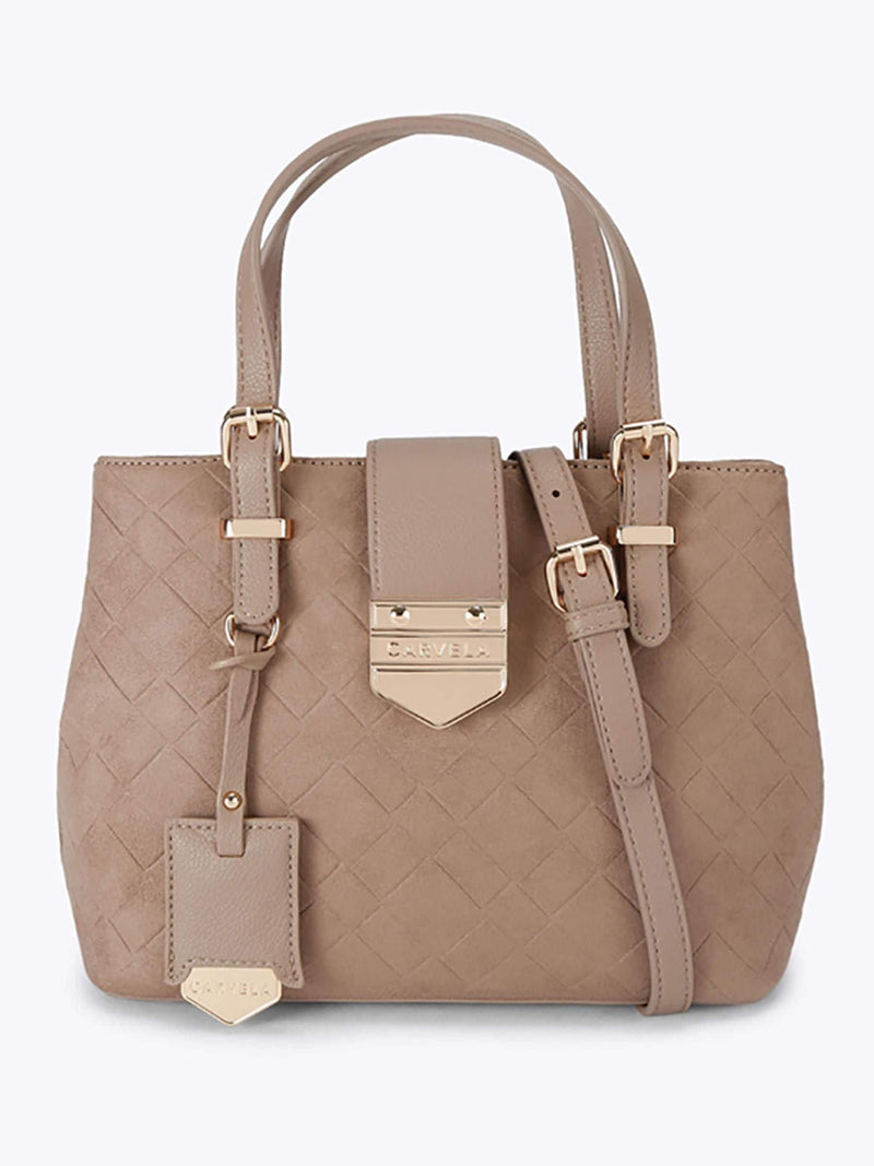 Carvela Cream Maria Mini Weave Tote Bag