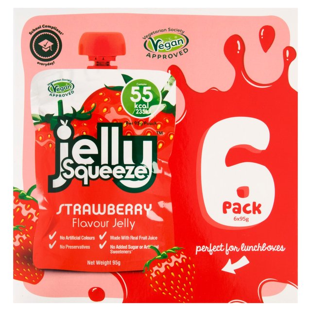 Jelly Squeeze Strawberry Jelly Pouch Multipack   6 x 95g