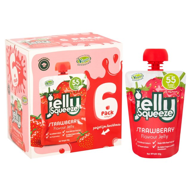 Jelly Squeeze Strawberry Jelly Pouch Multipack   6 x 95g GOODS M&S   