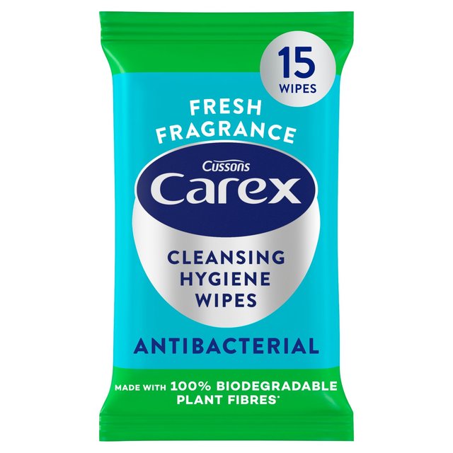 Carex Biodegradable Antibacterial Hand Wipes   15 per pack GOODS M&S   