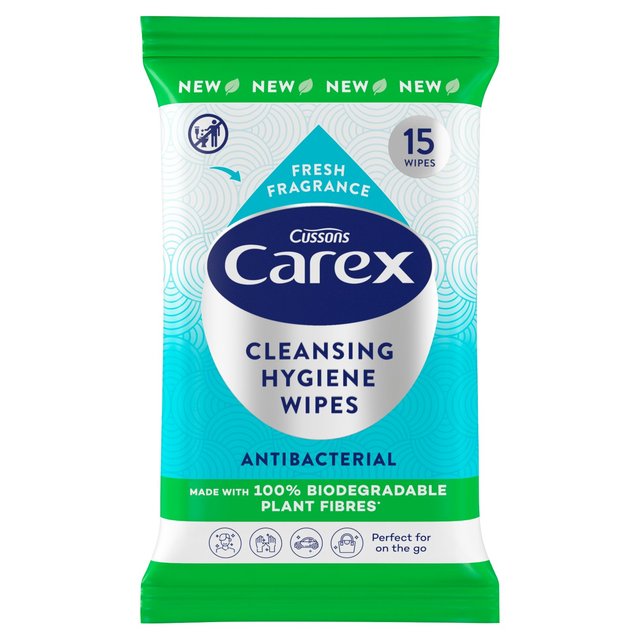 Carex Biodegradable Antibacterial Hand Wipes   15 per pack GOODS M&S   