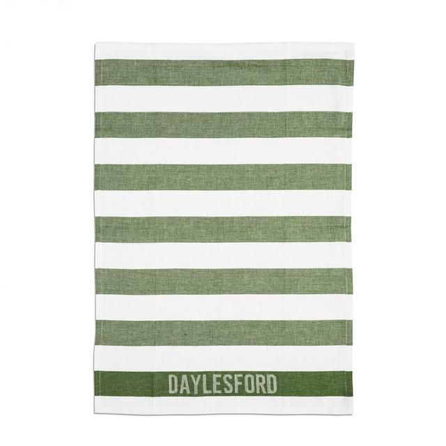 Daylesford White Stripe Green Tea Towel GOODS M&S   