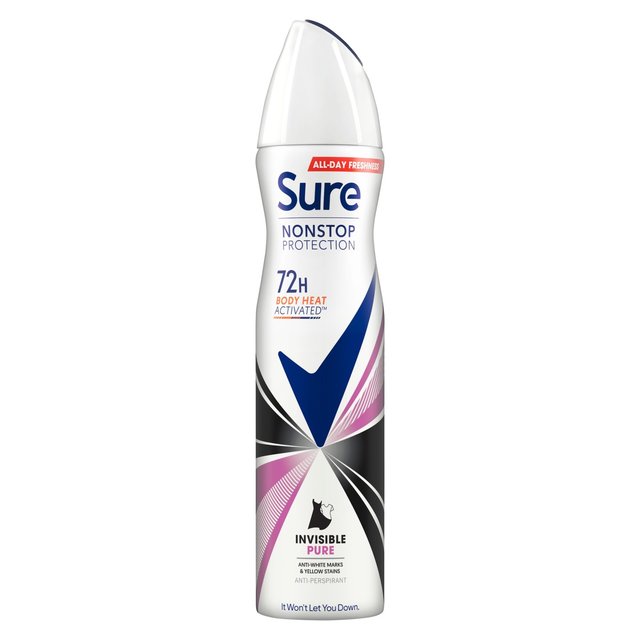 Sure Women 72 שעות הגנה ללא הפסקה Invisible Pure Antiperspirant דאודורנט 250 מ"ל GOODS M&S