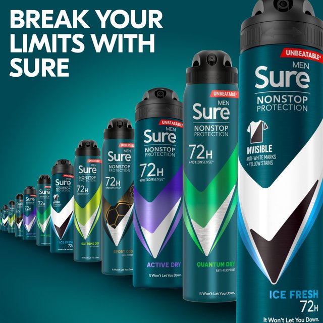 Sure Men 72hr Nonstop Protection Quantum Dry Antiperspirant Deodorant   150ml GOODS M&S   