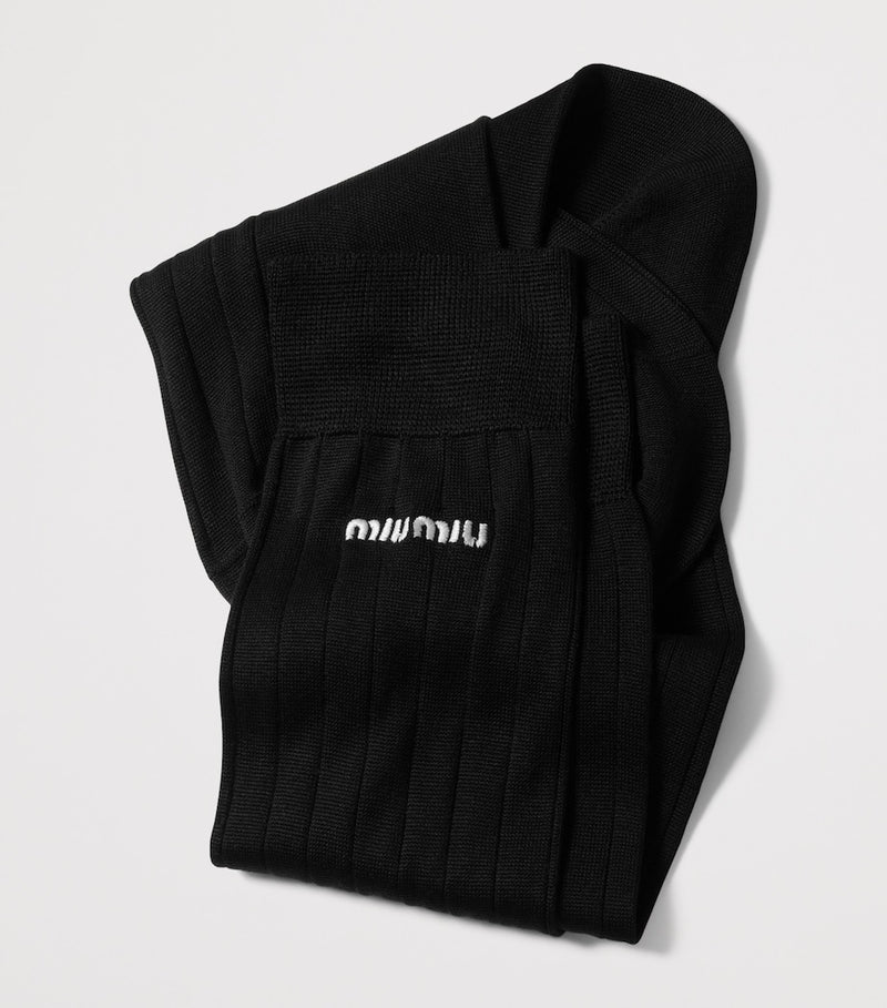 Miu Miu silk-blend logo socks, designer fashion - British product