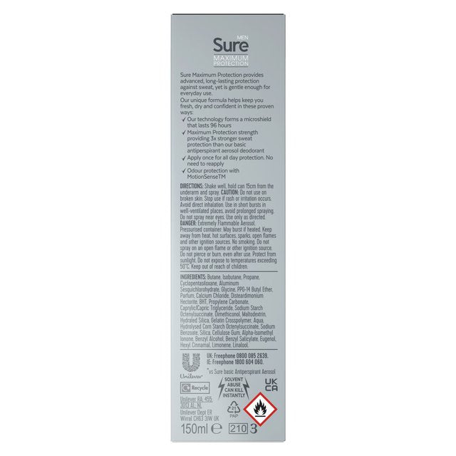 Sure Men 96hr Maximum Protection Clean Scent Anti-Perspirant   150ml GOODS M&S   