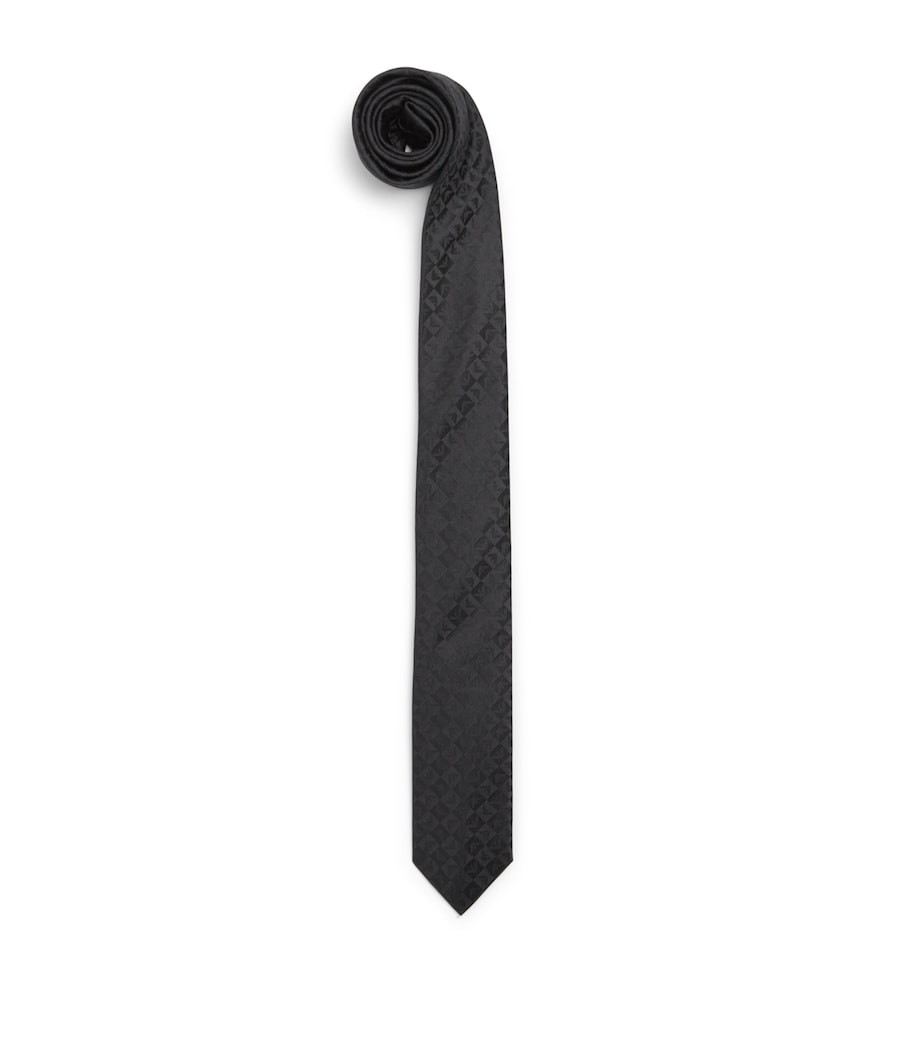 Emporio Armani silk jacquard logo tie, imported from the UK