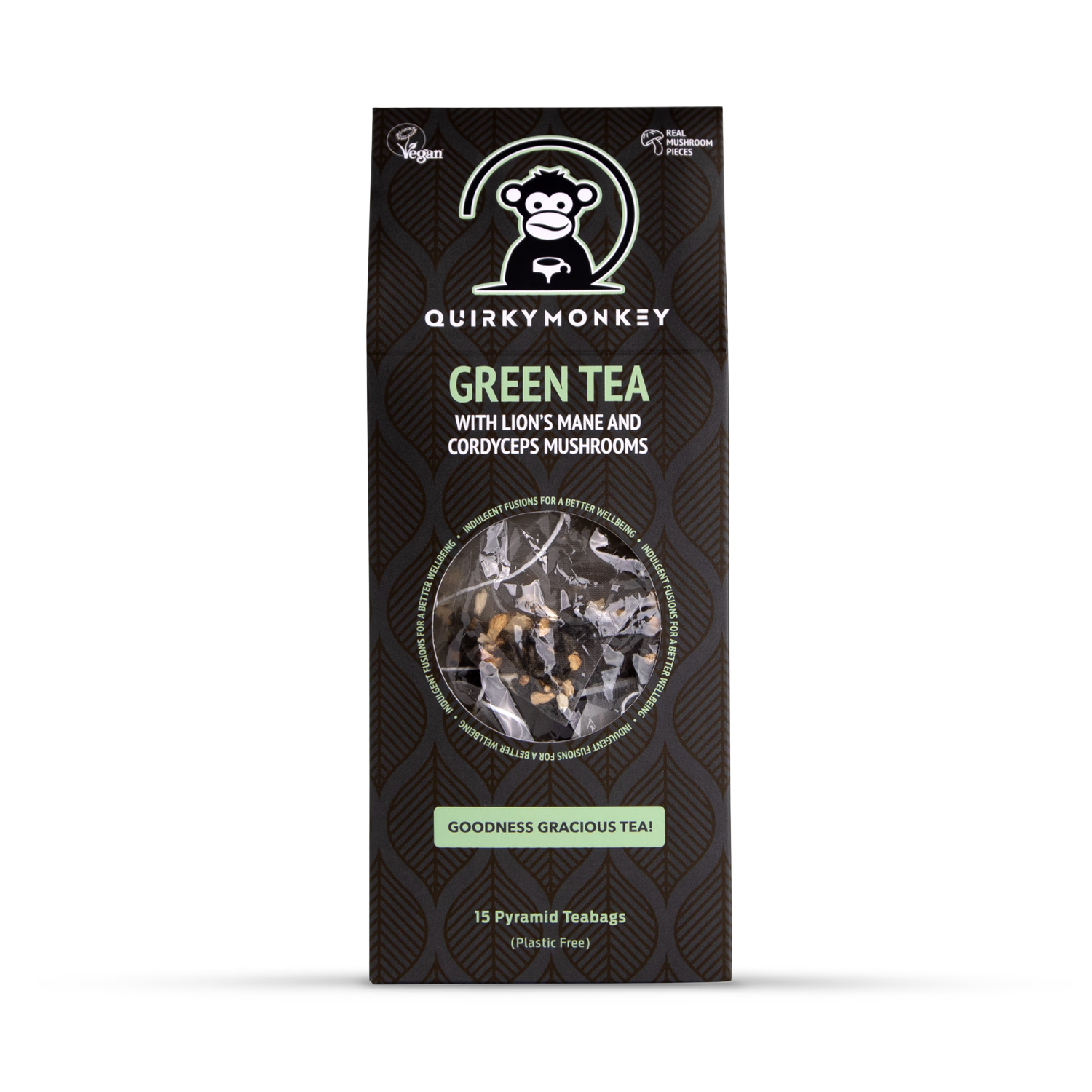 Quirky Monkey Lion's Mane Cordyceps green tea, UK version