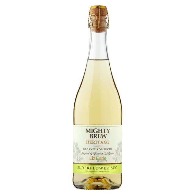 Mighty Brew Heritage x Liz Earle Wellbeing Organic Elderflower Sec Kombucha   750ml