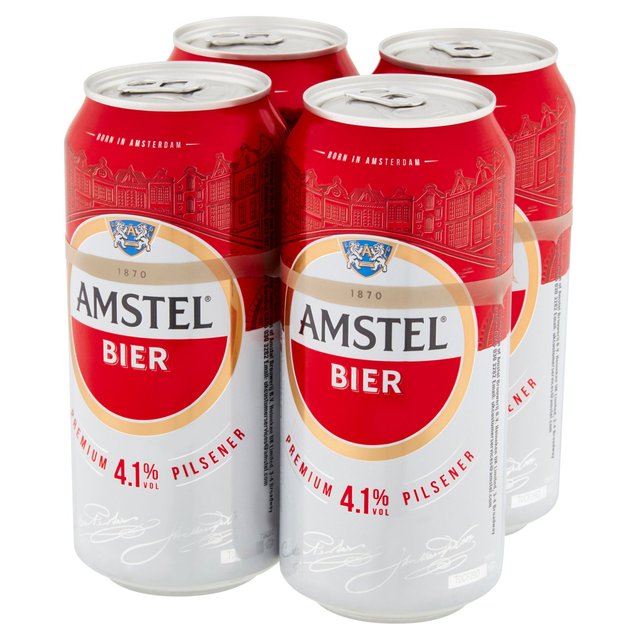 Amstel Lager Beer Cans   4 x 440ml GOODS M&S   