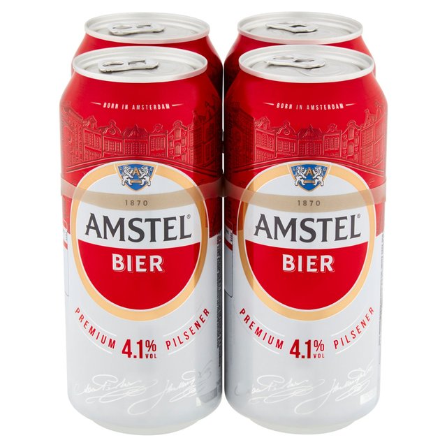 Amstel Lager Beer Cans   4 x 440ml GOODS M&S   