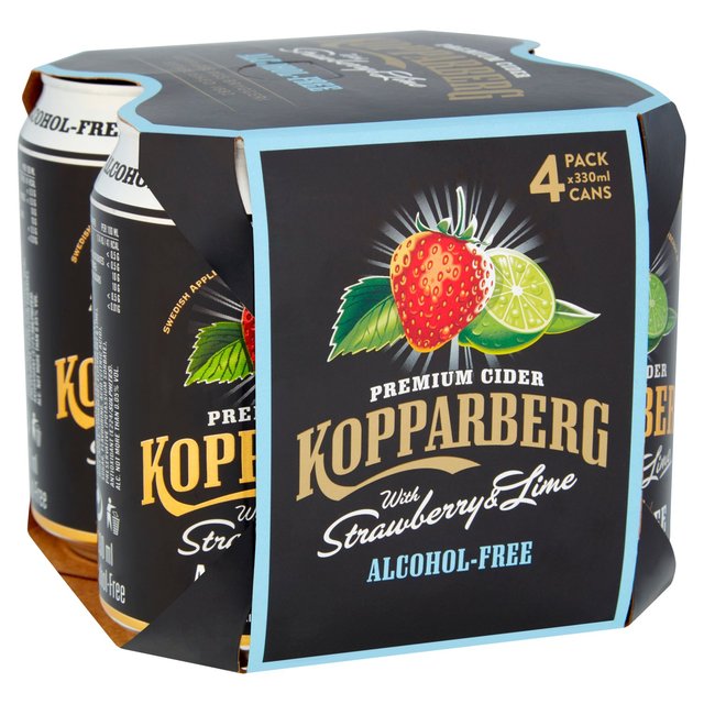 Kopparberg Alcohol Free Strawberry & Lime Fruit Cider Cans   4 x 330ml GOODS M&S   