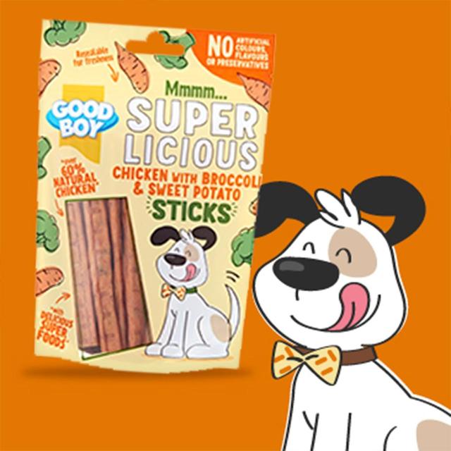 Good Boy Superlicious Chicken Broccoli & Sweet Potato Stick Dog Treats   100g GOODS M&S   