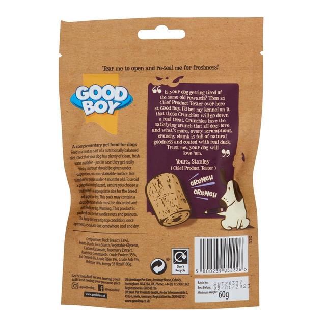 Good Boy Crunchies Duck Reward Dog Treats   60g