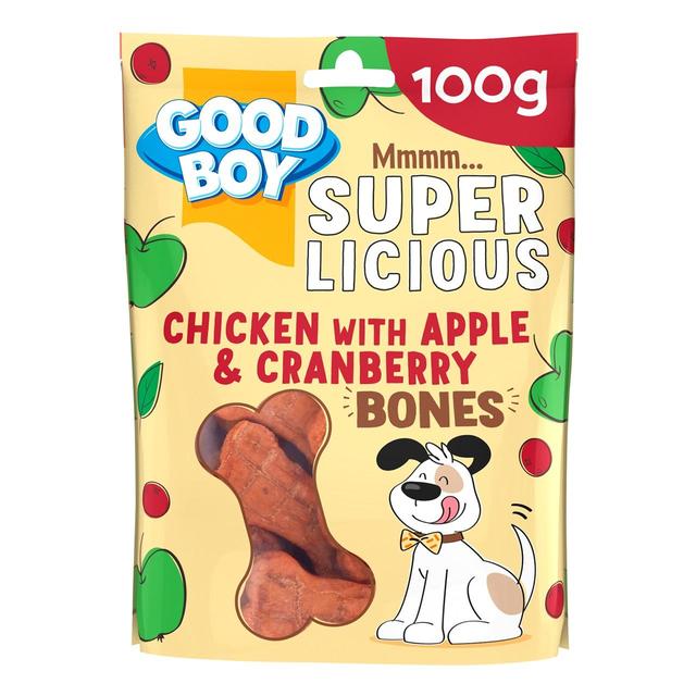 Good Boy Superlicious Chicken Apple & Cranberry Bone Dog Treats   100g GOODS M&S   