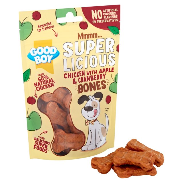 Good Boy Superlicious Chicken Apple & Cranberry Bone Dog Treats   100g GOODS M&S   