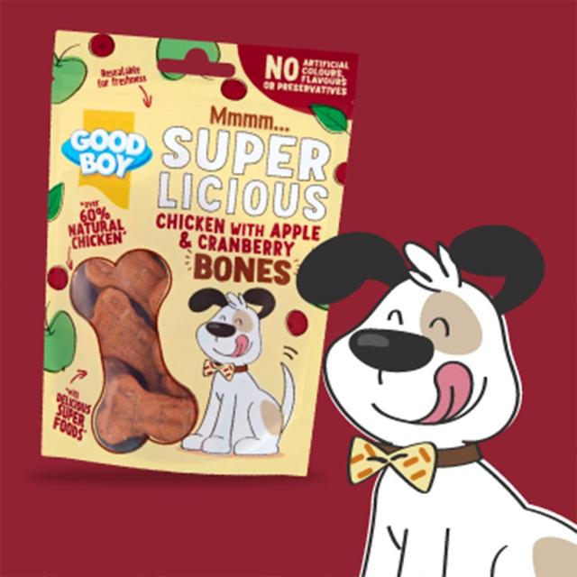 Good Boy Superlicious Chicken Apple & Cranberry Bone Dog Treats   100g GOODS M&S   