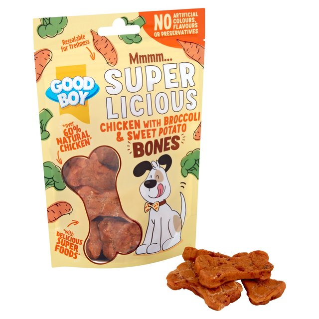 Good Boy Superlicious Chicken Broccoli & Sweet Potato Bone Dog Treats   100g GOODS M&S   