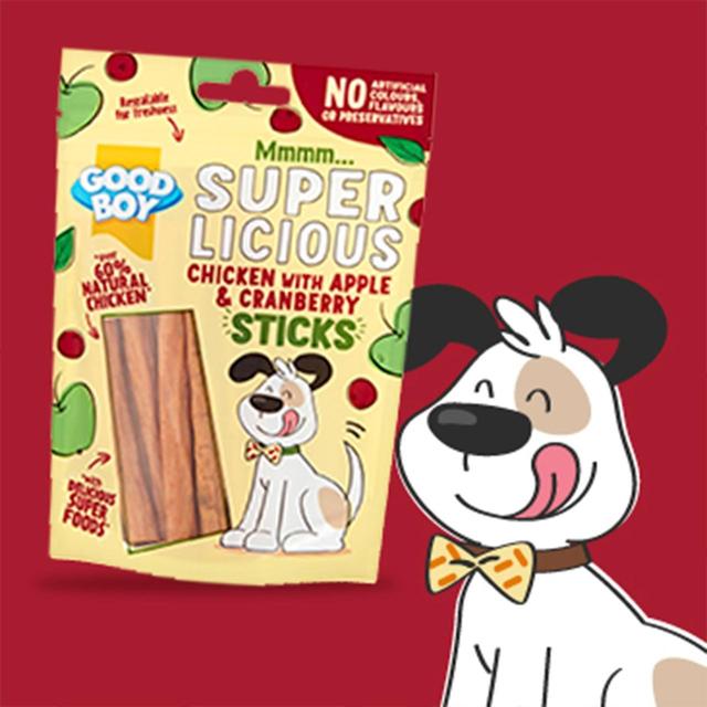 Good Boy Superlicious Chicken Apple & Cranberry Stick Dog Treats   100g GOODS M&S   