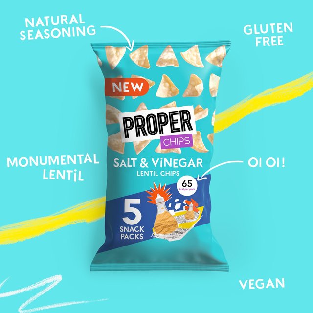 Properchips Salt & Vinegar Lentil Chips   5 per pack GOODS M&S   