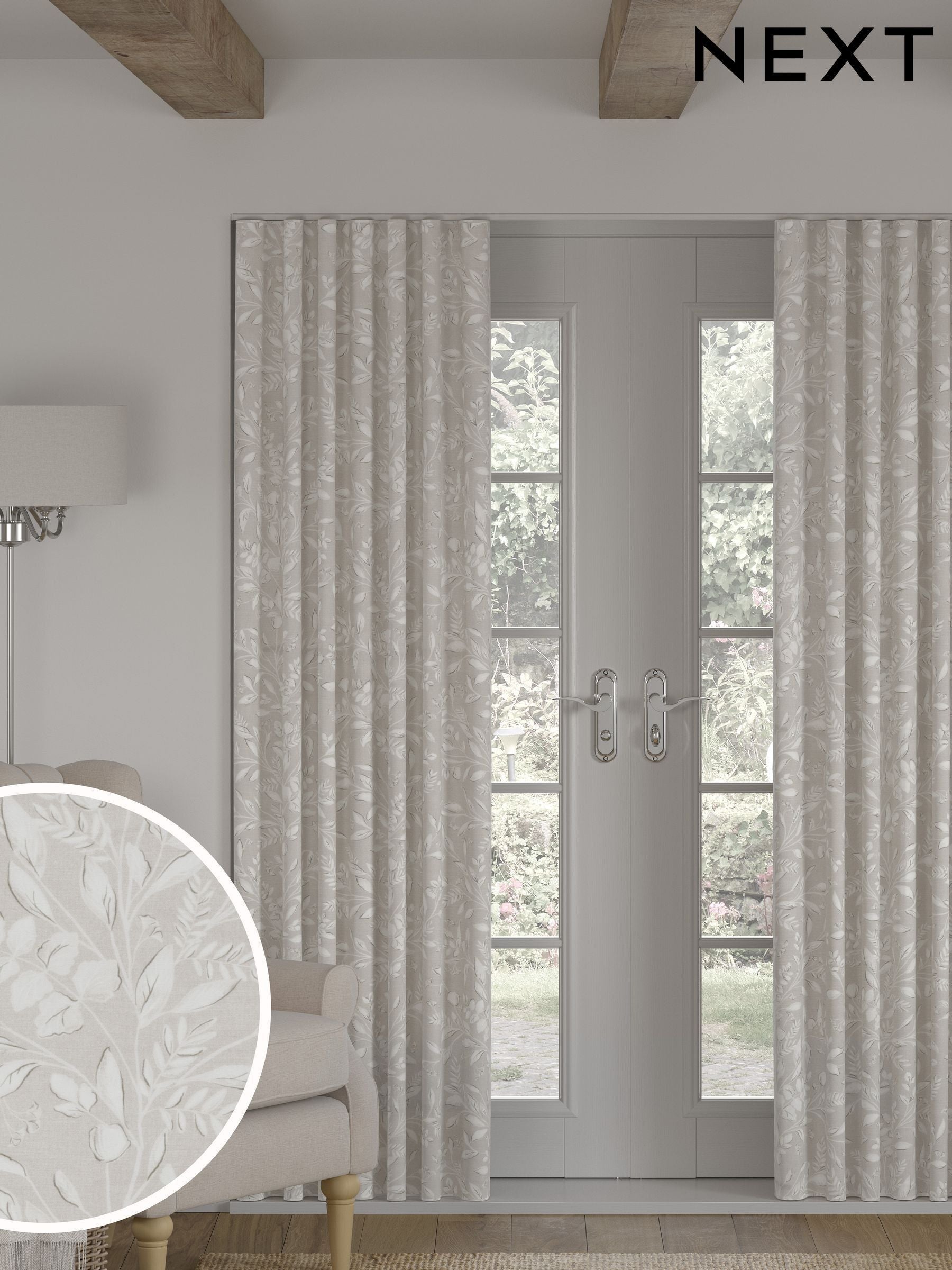Natural country floral made to measure curtains (British brand)