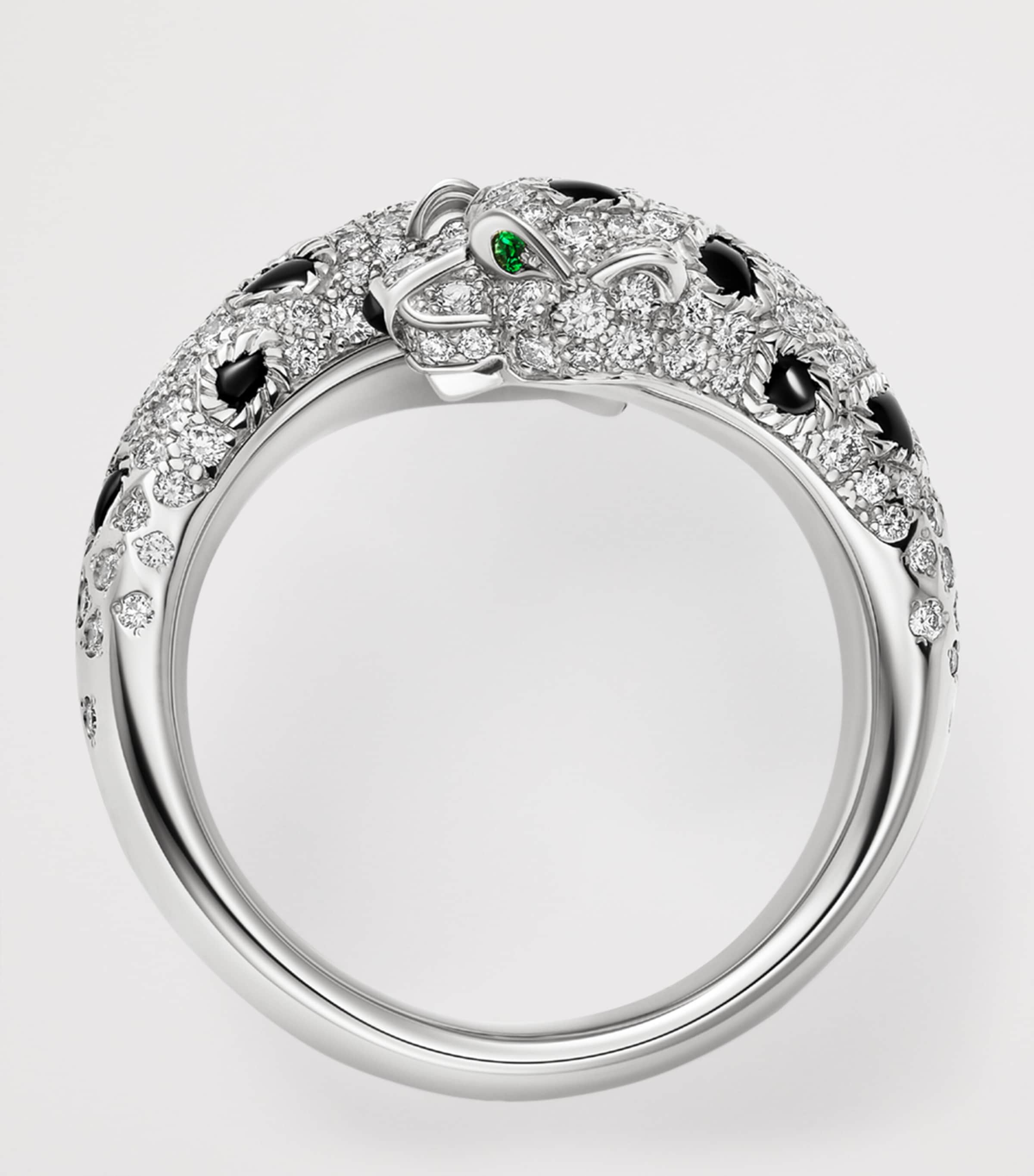 Cartier Panthère white gold diamond emerald onyx ring - British product