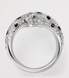 Cartier Panthère white gold diamond emerald onyx ring - British product