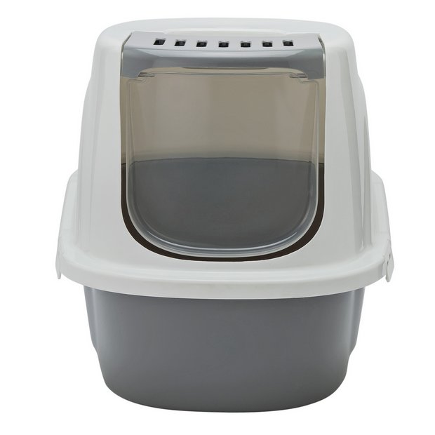 Front opening cat litter tray grey (British brand)