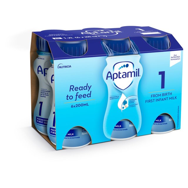 Aptamil 1 First Formula Baby Milk Liquid from Birth Multipack   6 x 200ml GOODS M&S   