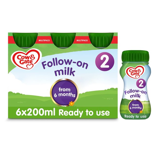 Cow & Gate 2 Follow On Baby Milk Formula Liquid 6-12 Months Multipack    6 x 200ml GOODS M&S   