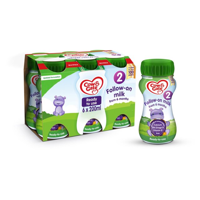 Cow & Gate 2 Follow On Baby Milk Formula Liquid 6-12 Months Multipack    6 x 200ml