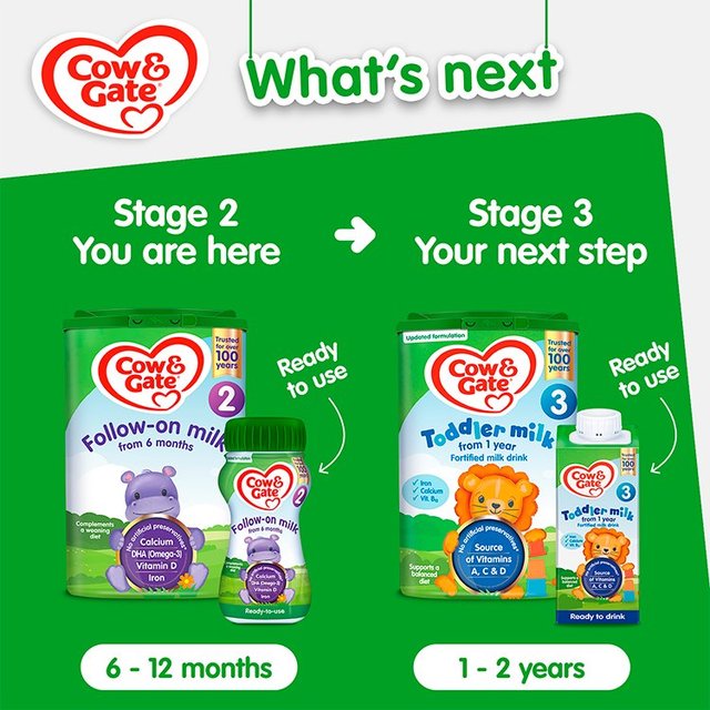 Cow & Gate 2 Follow On Baby Milk Formula Liquid 6-12 Months Multipack    6 x 200ml GOODS M&S   