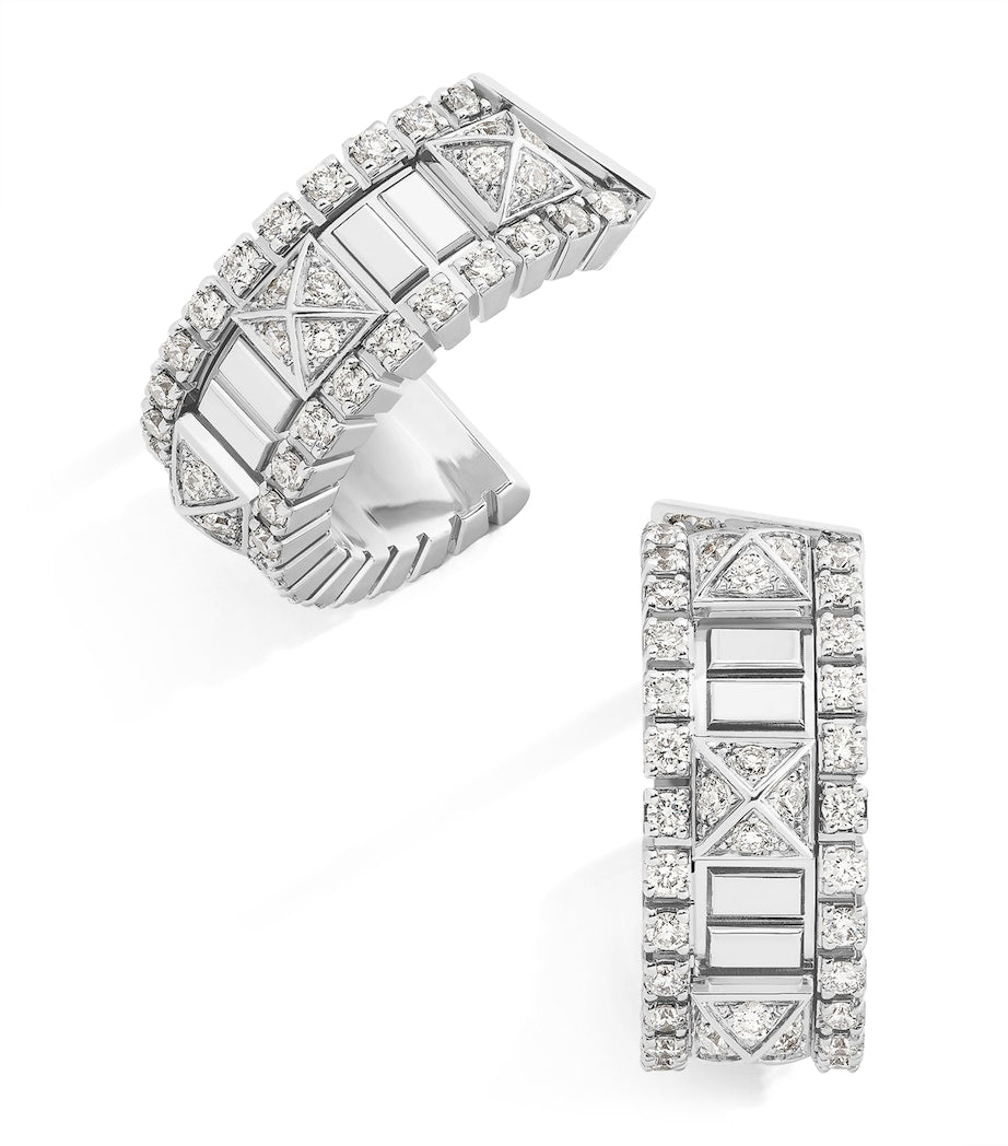 MARLI New York mini white gold diamond hoop earrings (British brand)