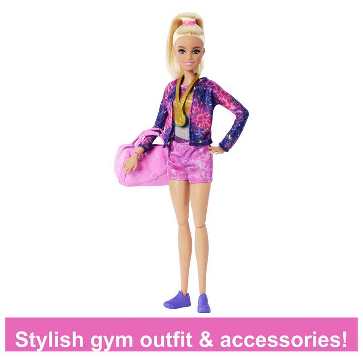 Barbie gymnastics playset with doll and accessories, UK version