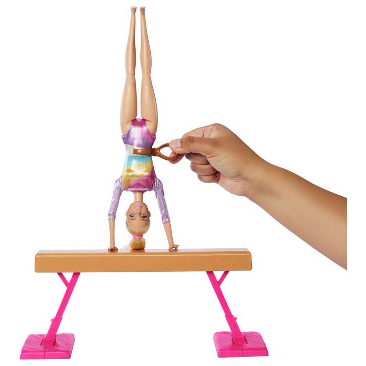 Barbie gymnastics playset with doll and accessories, UK version