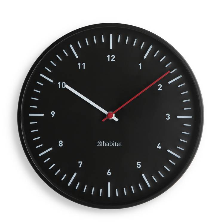 Habitat analogue wall clock black 30cm, UK version