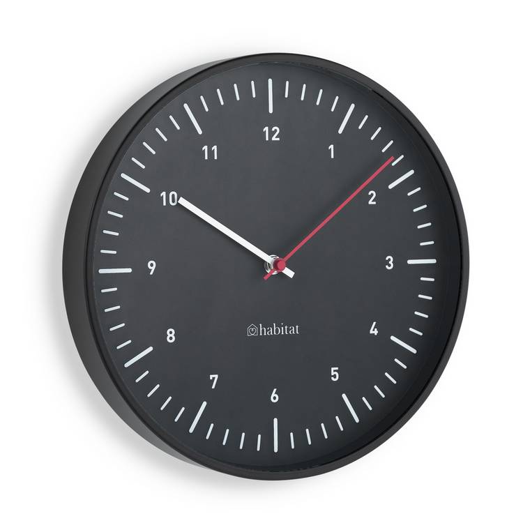 Habitat analogue wall clock black 30cm, UK version